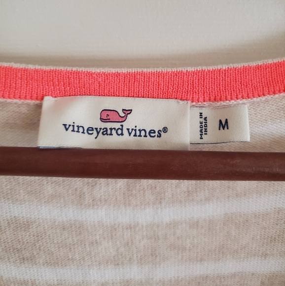 Vineyard Vines Womens Side Seam Pop Stripe V-Neck Long Sleeve Sweater in M - Picture 3 of 4